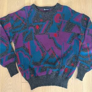Vintage Abstract Sweater in Purple and Teal